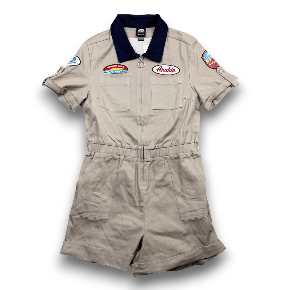 Star Wars Romper Women 2 Tan Anakin Skywalker Podracing Patches BoxLunch NWT